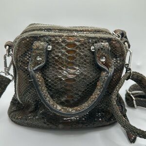 Green vegan animal snake skin mini crossbody purse